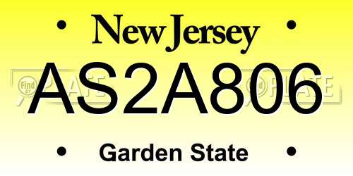 AS2A806 New Jersey License Plate