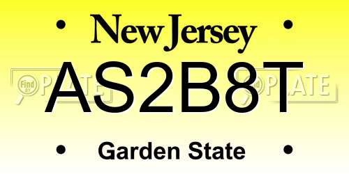 AS2B8T New Jersey License Plate