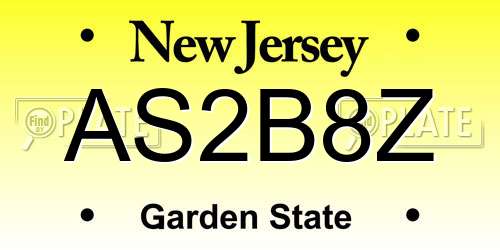AS2B8Z New Jersey License Plate
