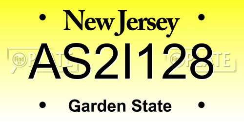 AS2I128 New Jersey License Plate