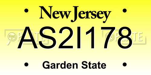 AS2I178 New Jersey License Plate