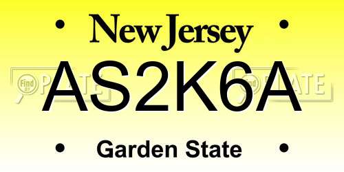 AS2K6A New Jersey License Plate