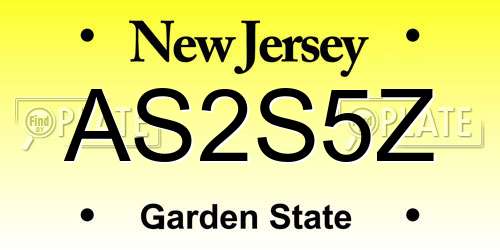 AS2S5Z New Jersey License Plate