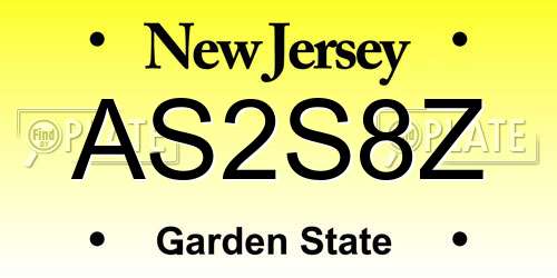 AS2S8Z New Jersey License Plate