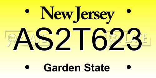 AS2T623 New Jersey License Plate