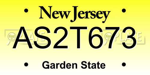 AS2T673 New Jersey License Plate