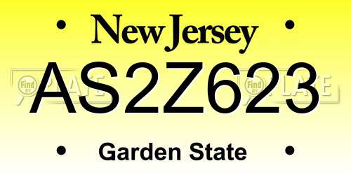 AS2Z623 New Jersey License Plate