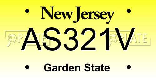 AS321V New Jersey License Plate