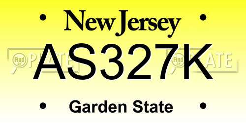 AS327K New Jersey License Plate