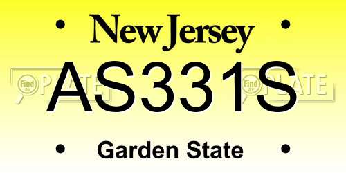 AS331S New Jersey License Plate