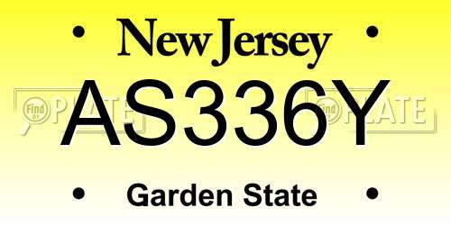 AS336Y New Jersey License Plate