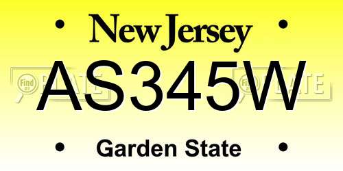 AS345W New Jersey License Plate