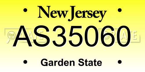 AS35060 New Jersey License Plate