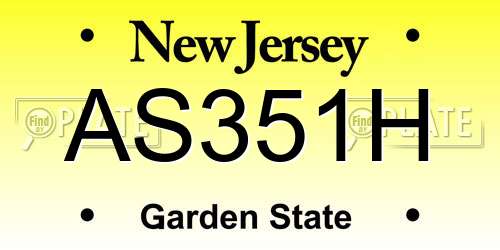 AS351H New Jersey License Plate