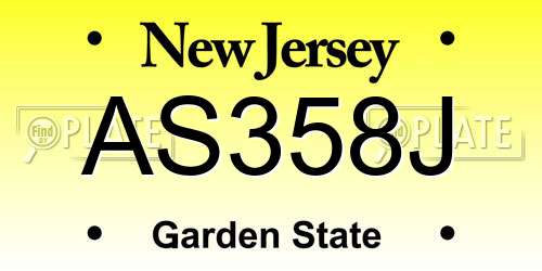 AS358J New Jersey License Plate