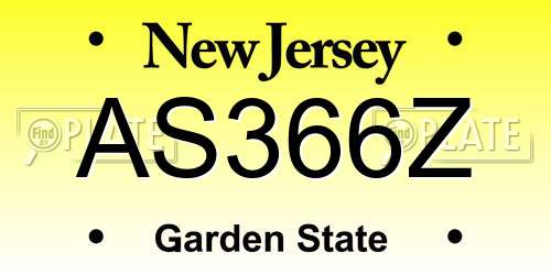 AS366Z New Jersey License Plate