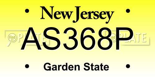 AS368P New Jersey License Plate