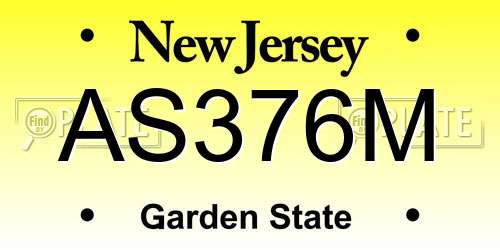 AS376M New Jersey License Plate