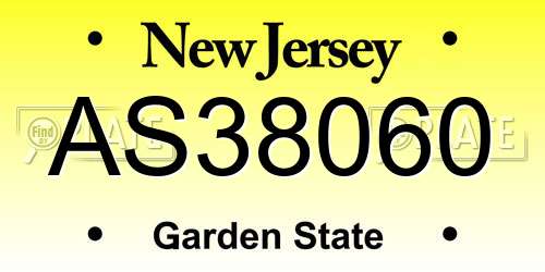 AS38060 New Jersey License Plate