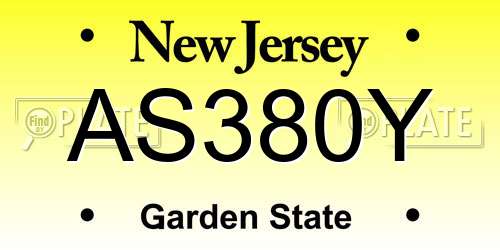 AS380Y New Jersey License Plate