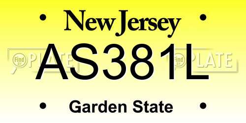 AS381L New Jersey License Plate