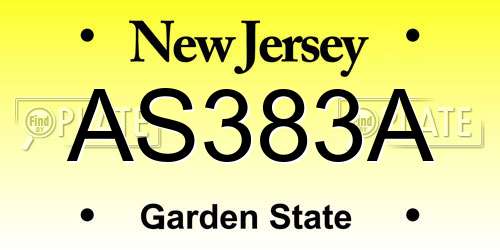 AS383A New Jersey License Plate