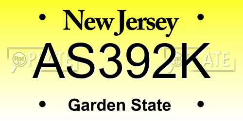 AS392K New Jersey License Plate