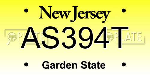 AS394T New Jersey License Plate