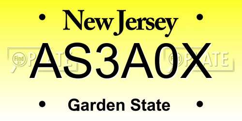 AS3A0X New Jersey License Plate