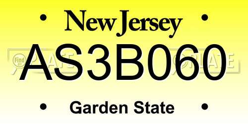 AS3B060 New Jersey License Plate
