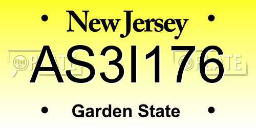 AS3I176 New Jersey License Plate