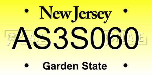 AS3S060 New Jersey License Plate
