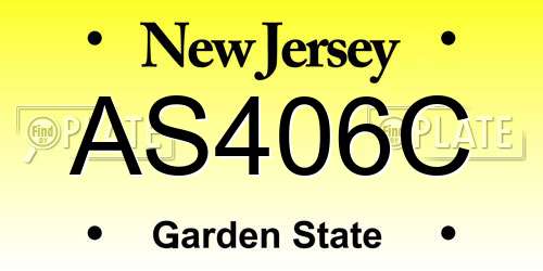 AS406C New Jersey License Plate