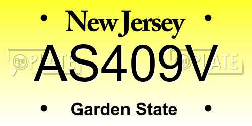 AS409V New Jersey License Plate