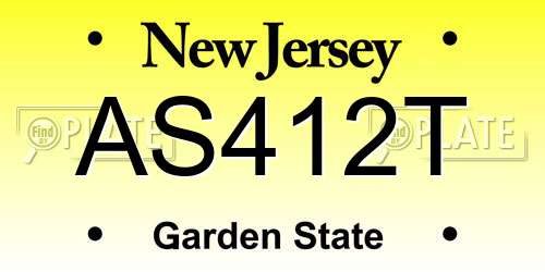 AS412T New Jersey License Plate