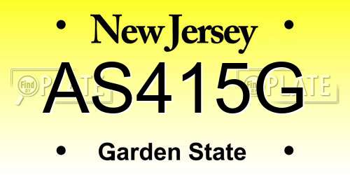 AS415G New Jersey License Plate