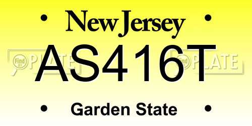 AS416T New Jersey License Plate