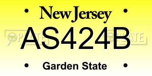 AS424B New Jersey License Plate