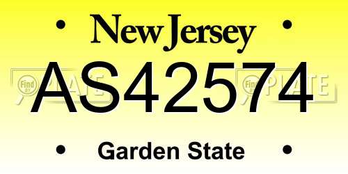 AS42574 New Jersey License Plate