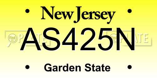 AS425N New Jersey License Plate
