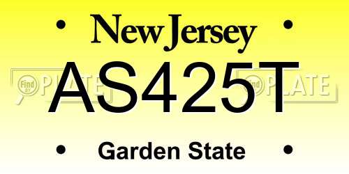 AS425T New Jersey License Plate