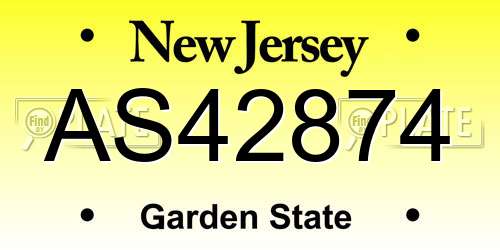 AS42874 New Jersey License Plate