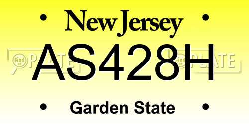AS428H New Jersey License Plate