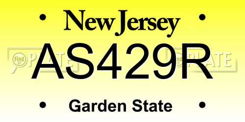 AS429R New Jersey License Plate