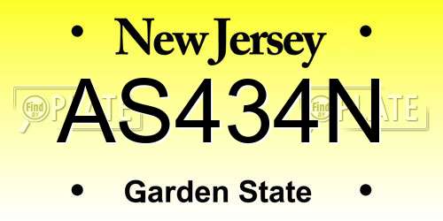 AS434N New Jersey License Plate