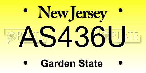 AS436U New Jersey License Plate