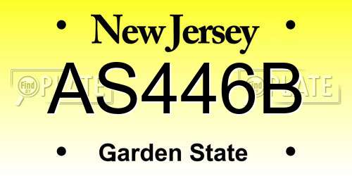 AS446B New Jersey License Plate