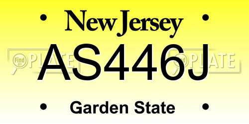 AS446J New Jersey License Plate