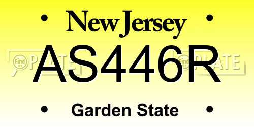 AS446R New Jersey License Plate