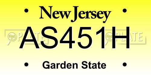 AS451H New Jersey License Plate